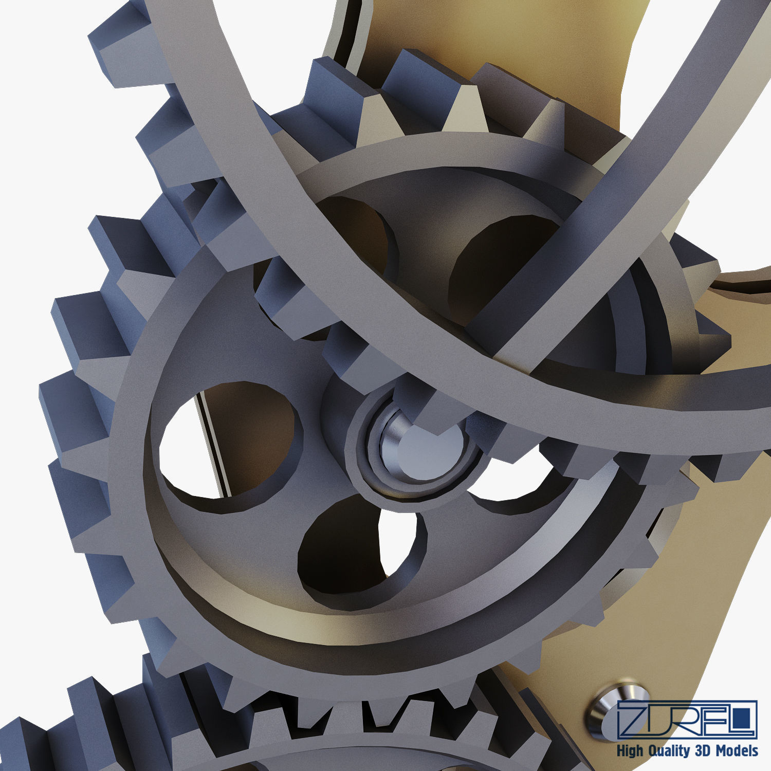 Gear Mechanism Low Poly v 4 Low-poly 3D model_17