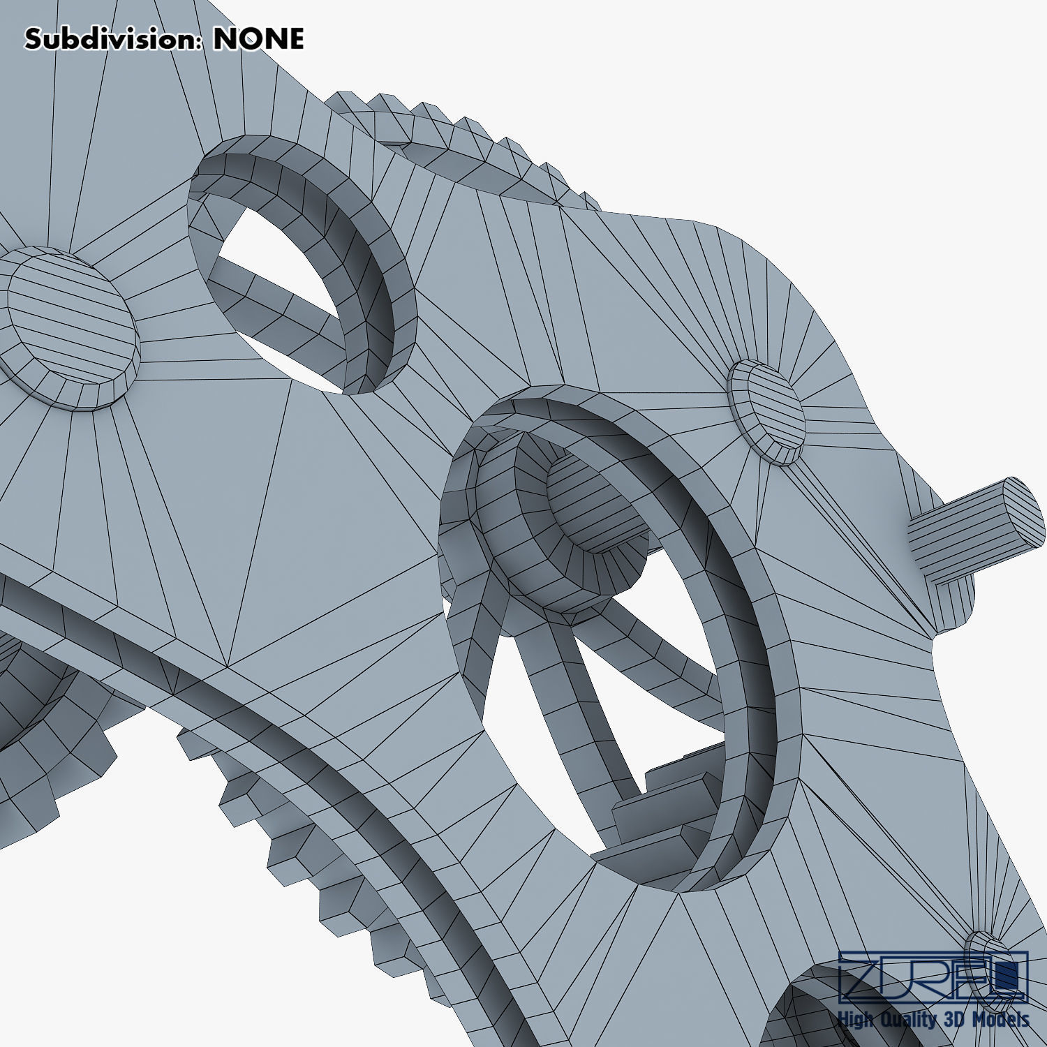 Gear Mechanism Low Poly v 4 Low-poly 3D model_49