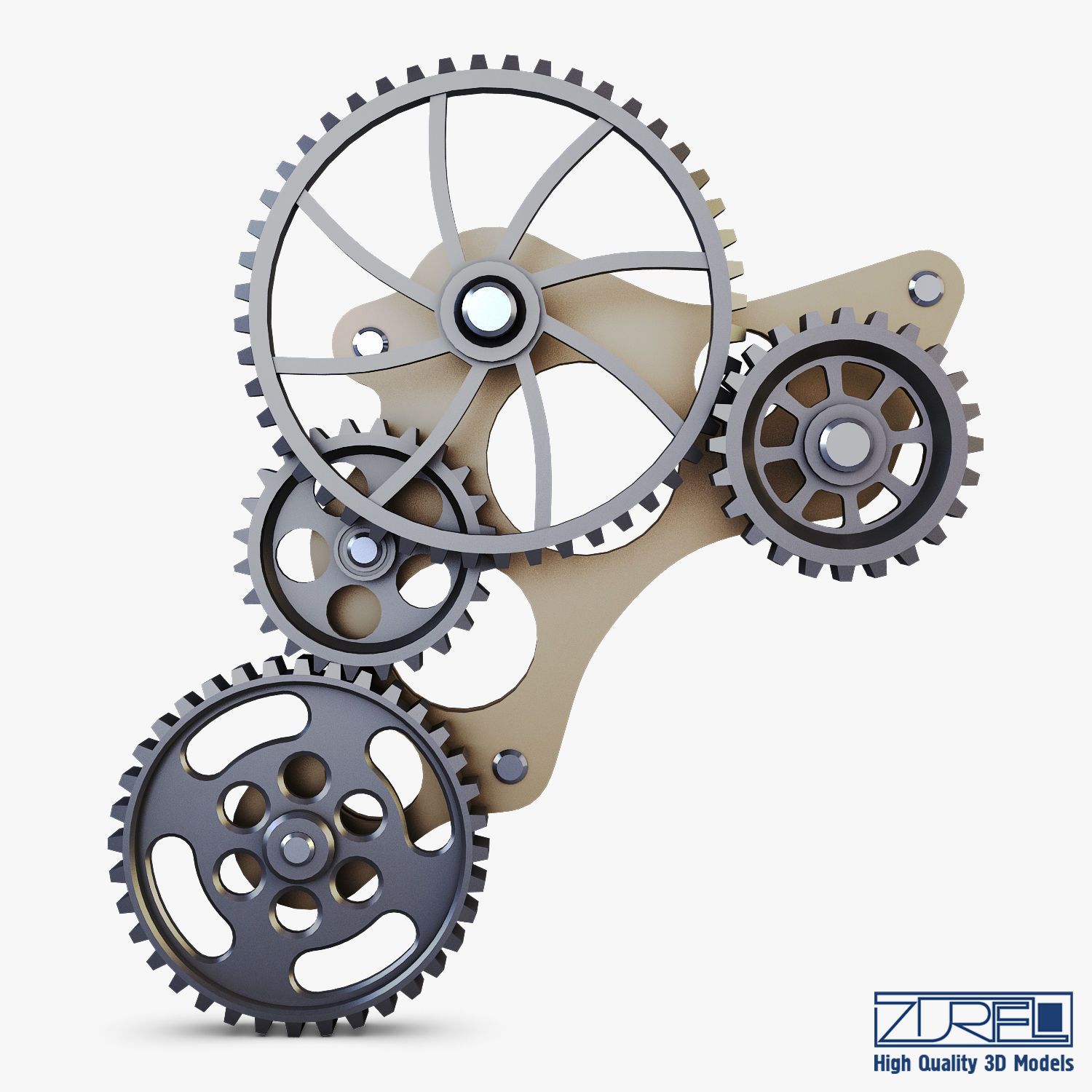 Gear Mechanism Low Poly v 4 Low-poly 3D model_4
