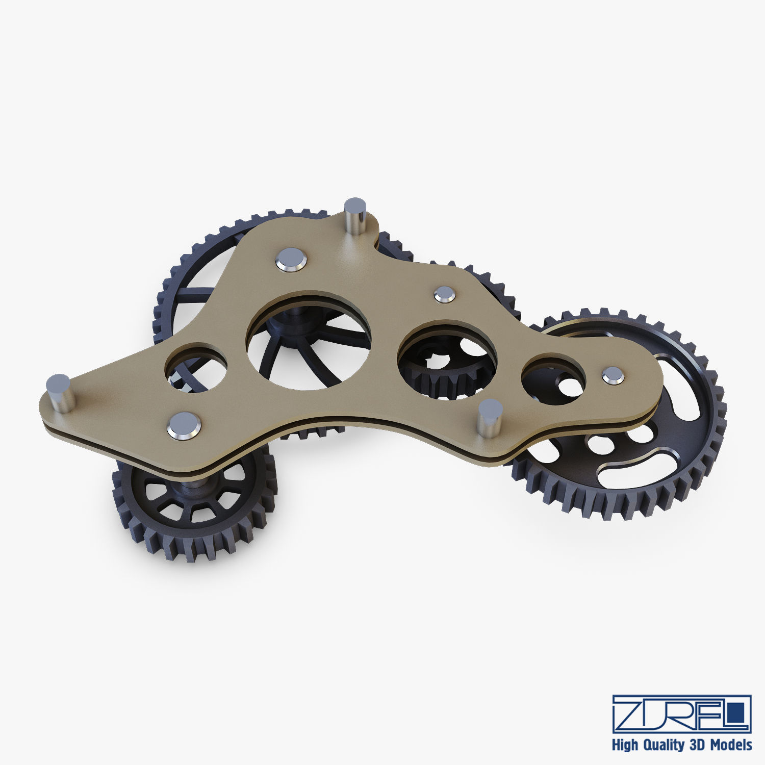 Gear Mechanism Low Poly v 4 Low-poly 3D model_15