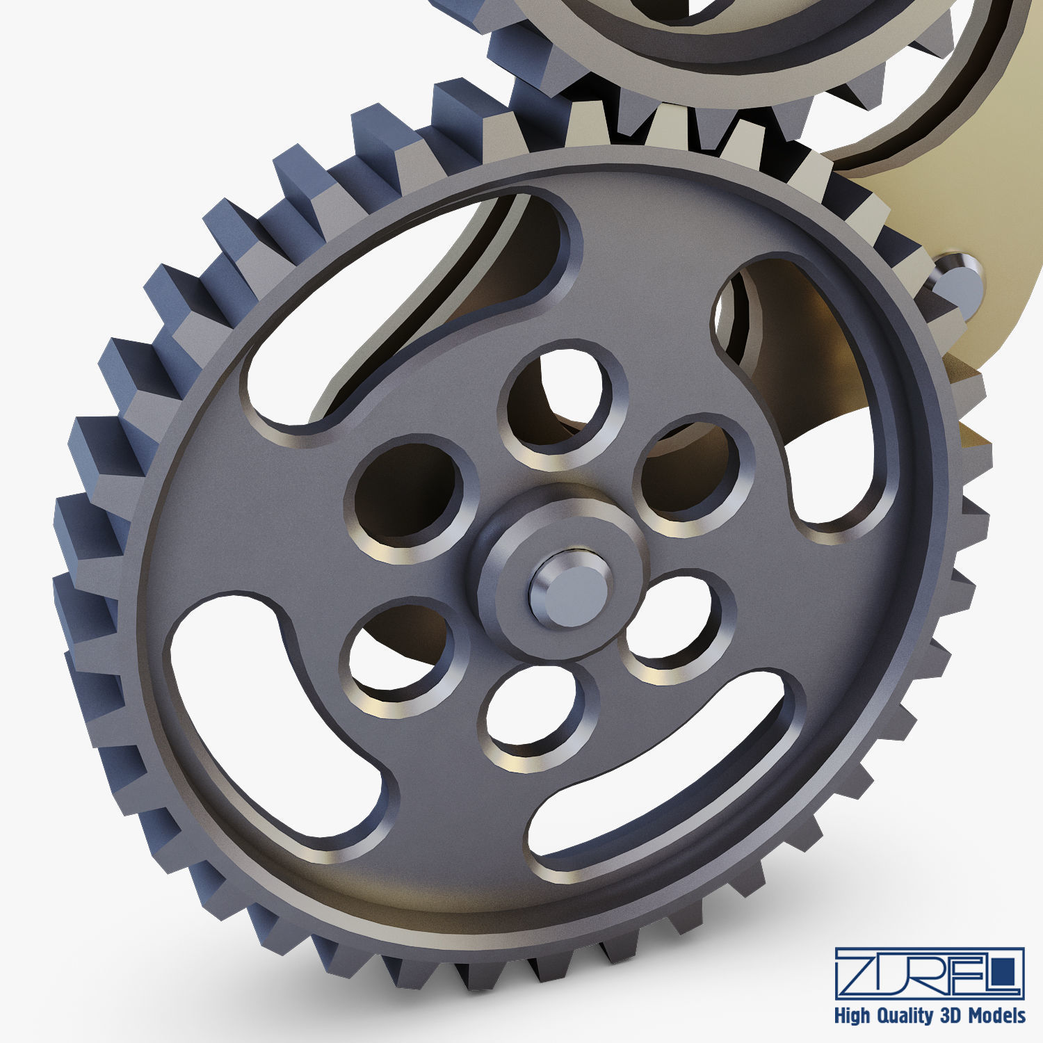 Gear Mechanism Low Poly v 4 Low-poly 3D model_16