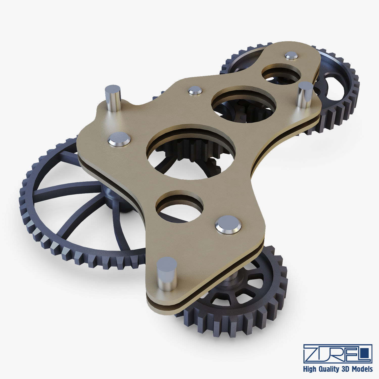 Gear Mechanism Low Poly v 4 Low-poly 3D model_14