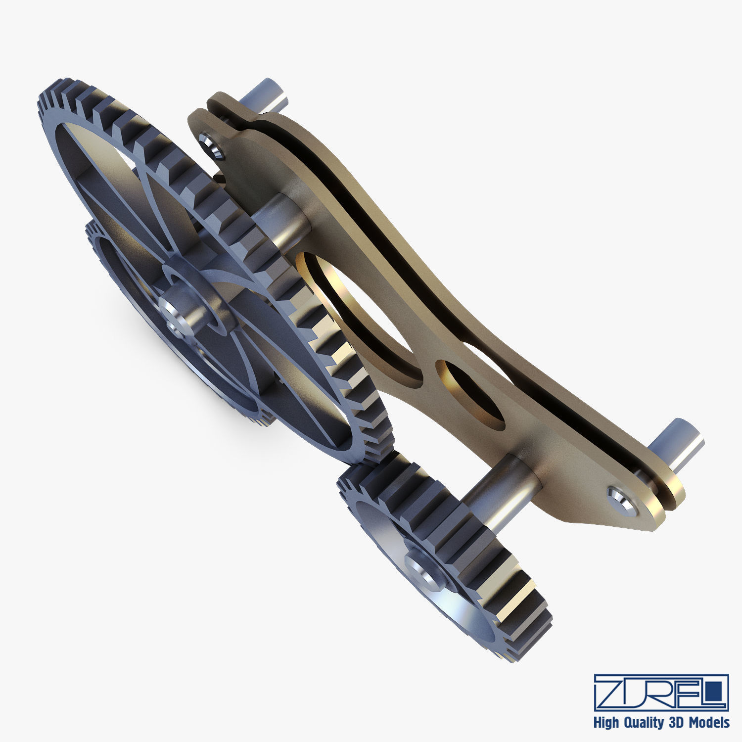 Gear Mechanism Low Poly v 4 Low-poly 3D model_11