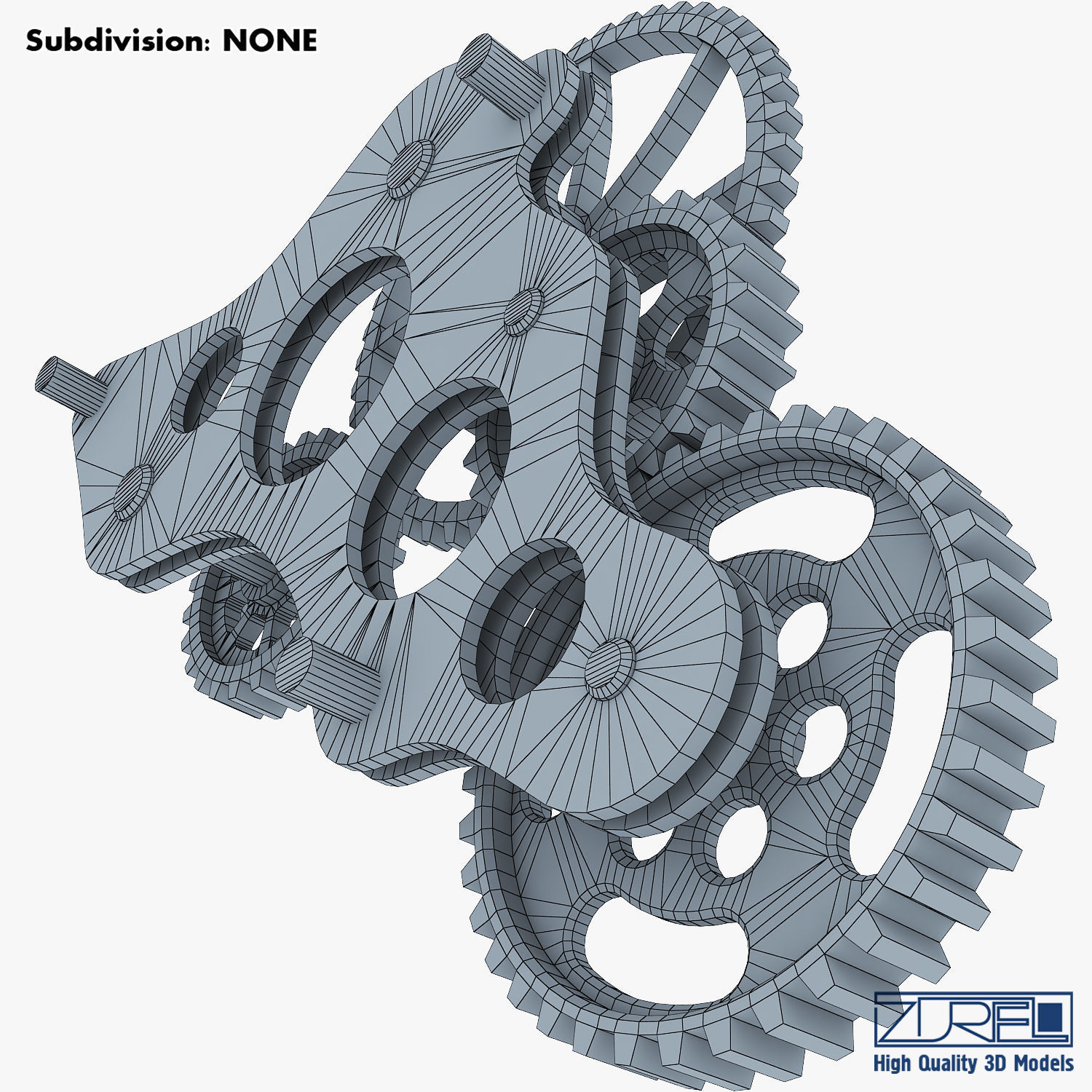 Gear Mechanism Low Poly v 4 Low-poly 3D model_34