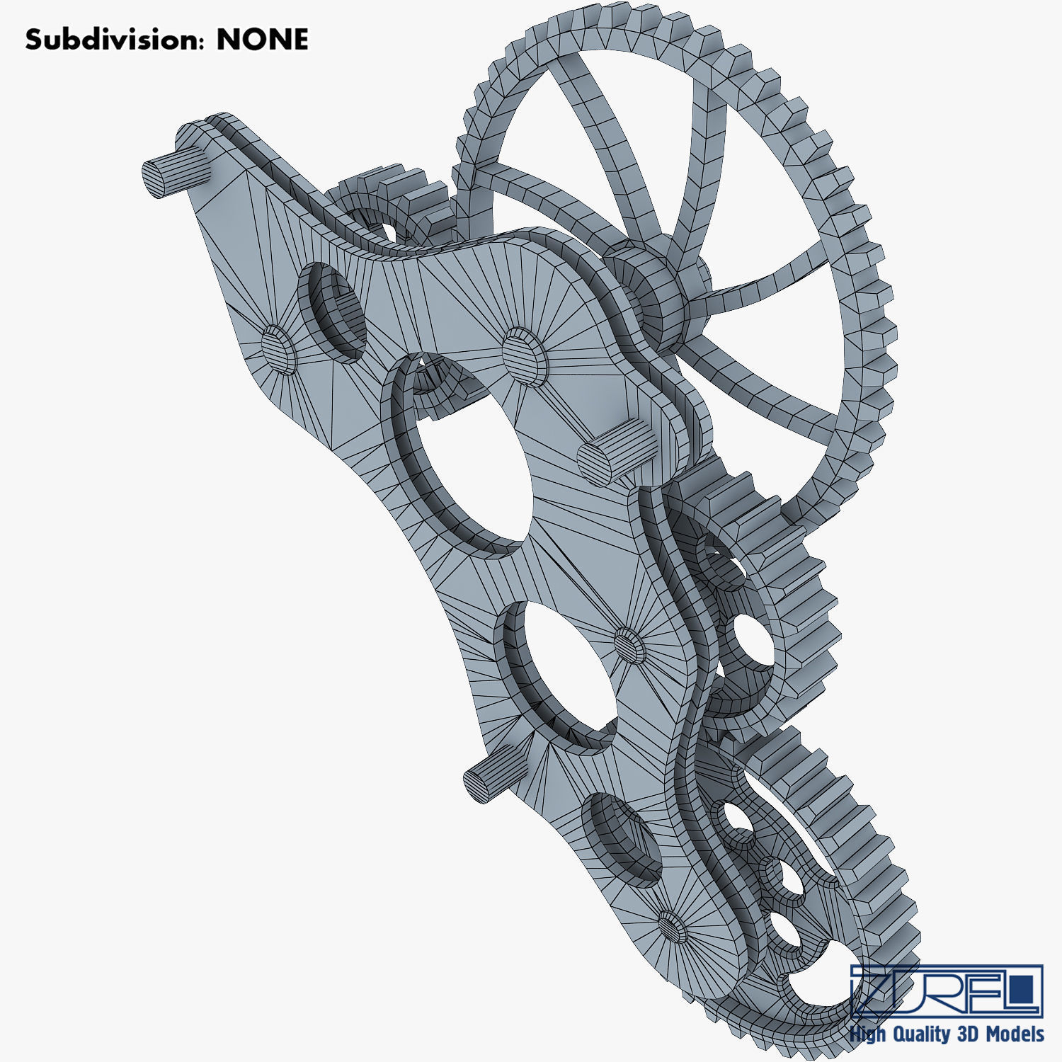 Gear Mechanism Low Poly v 4 Low-poly 3D model_30