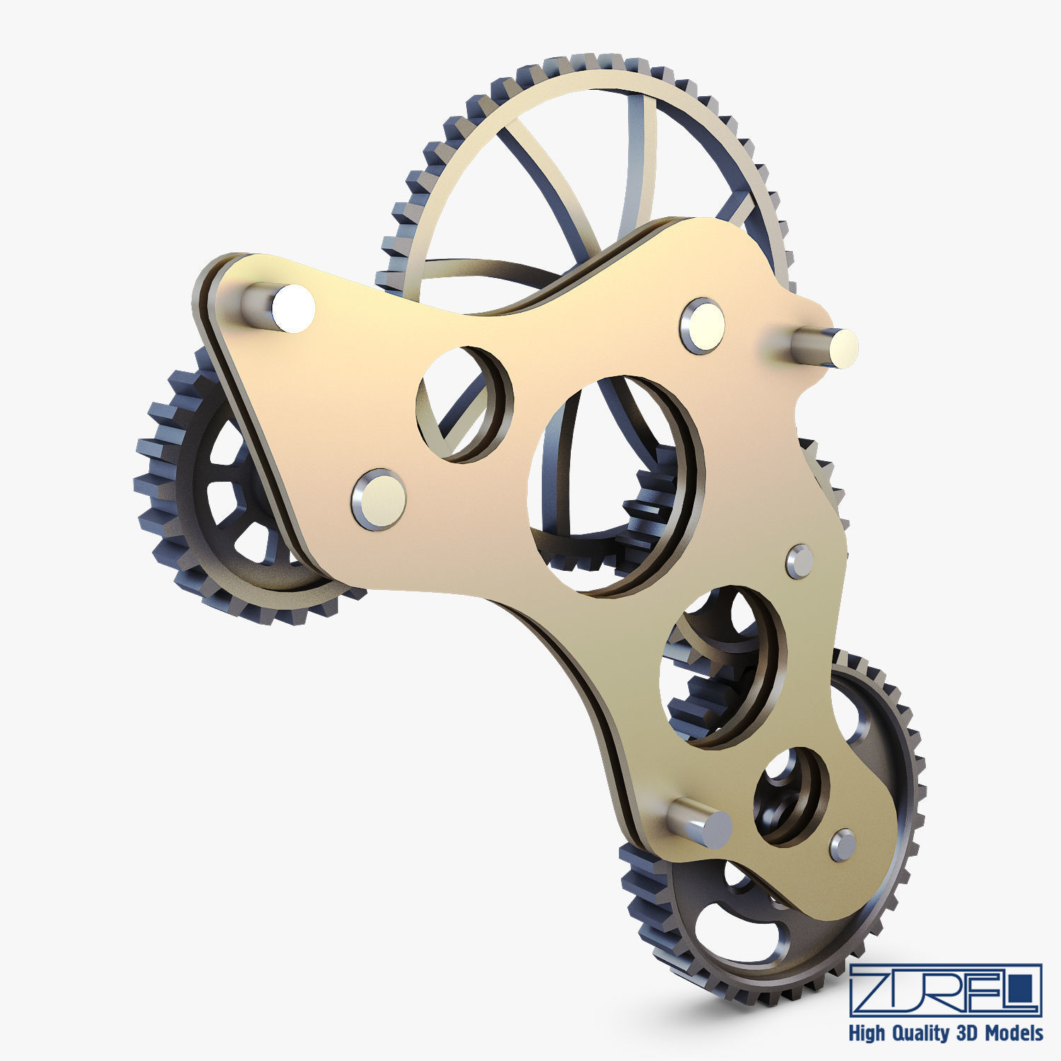 Gear Mechanism Low Poly v 4 Low-poly 3D model_1