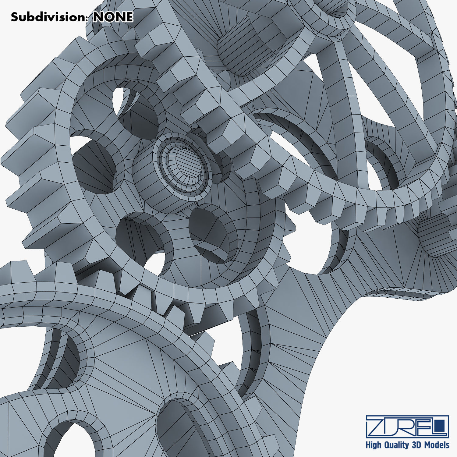 Gear Mechanism Low Poly v 4 Low-poly 3D model_44