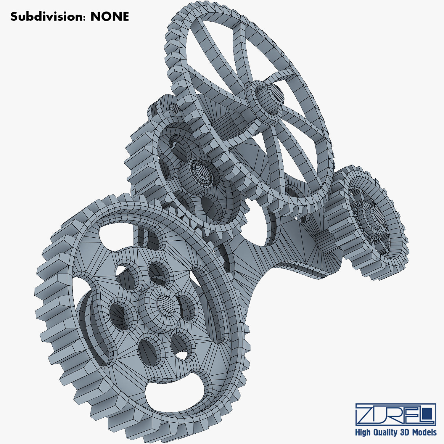 Gear Mechanism Low Poly v 4 Low-poly 3D model_31