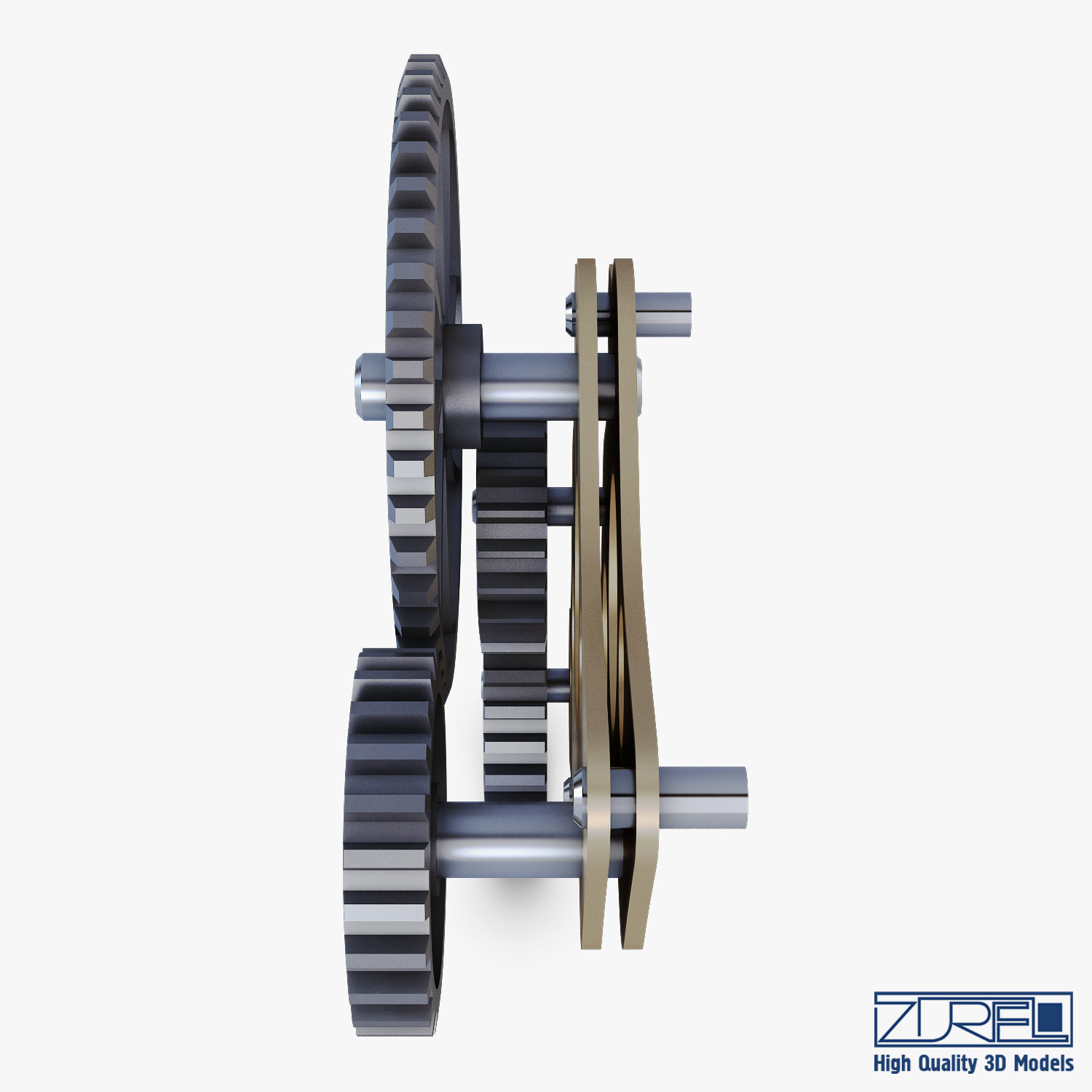 Gear Mechanism Low Poly v 4 Low-poly 3D model_9