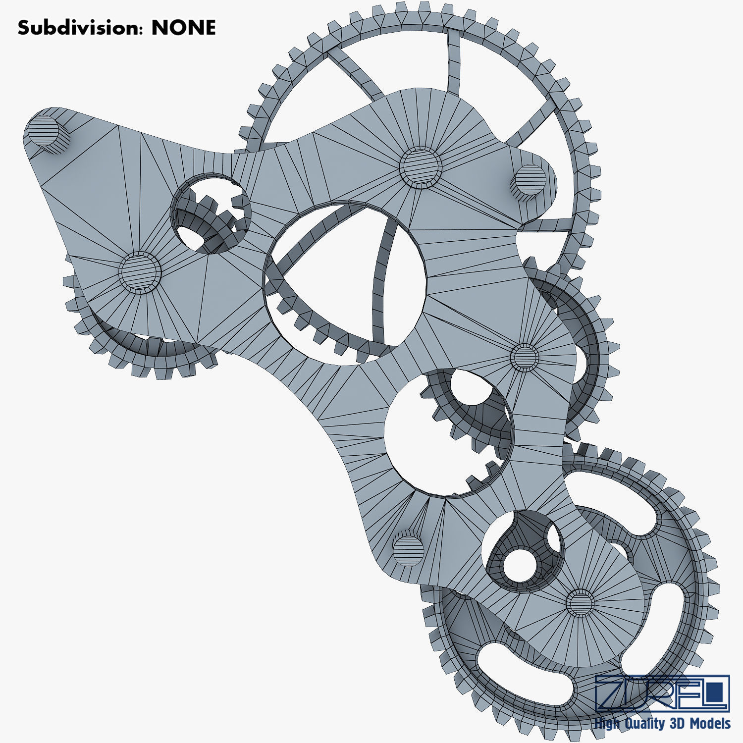 Gear Mechanism Low Poly v 4 Low-poly 3D model_36