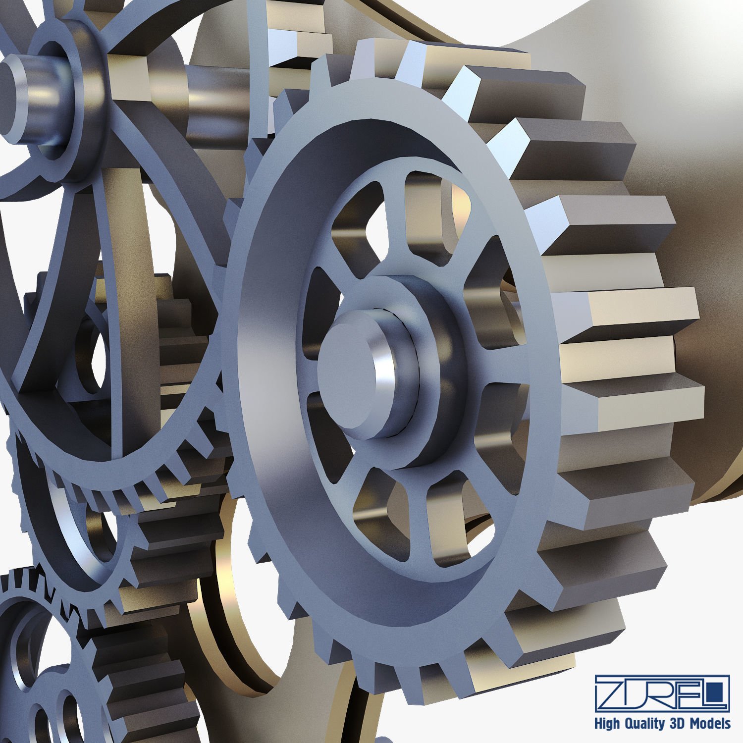 Gear Mechanism Low Poly v 4 Low-poly 3D model_19