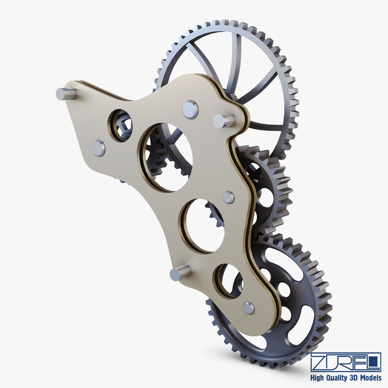 Gear Mechanism Low Poly v 4 Low-poly 3D model_3