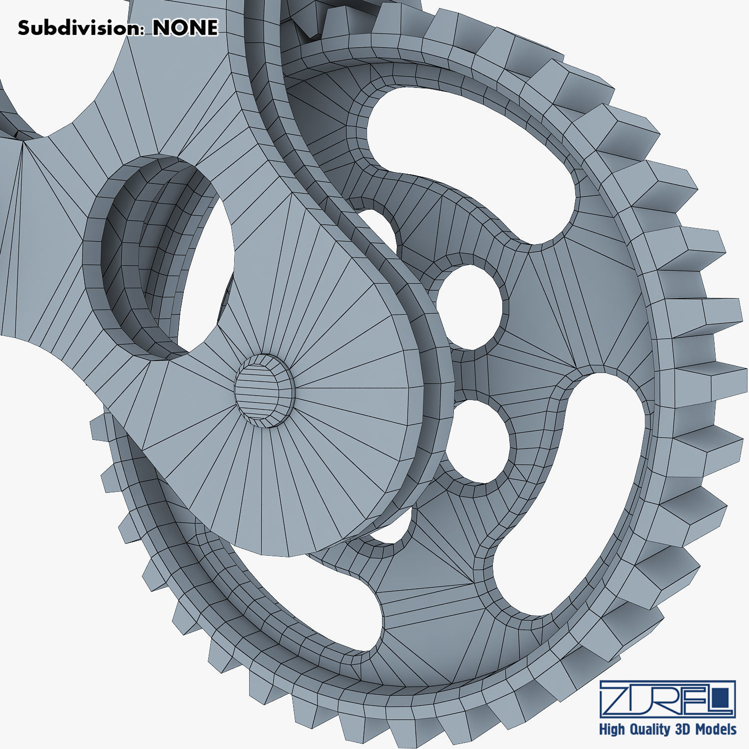 Gear Mechanism Low Poly v 4 Low-poly 3D model_45