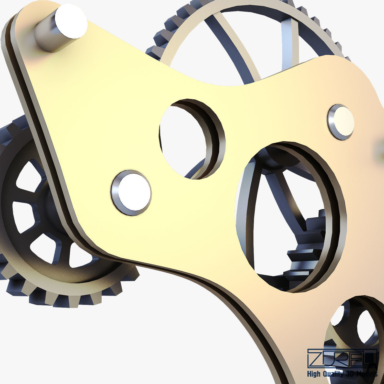 Gear Mechanism Low Poly v 4 Low-poly 3D model_24