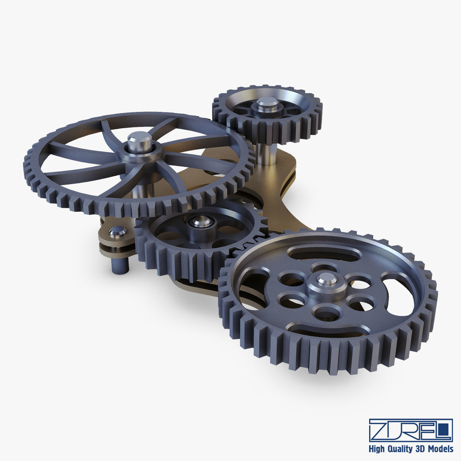 Gear Mechanism Low Poly v 4 Low-poly 3D model_12