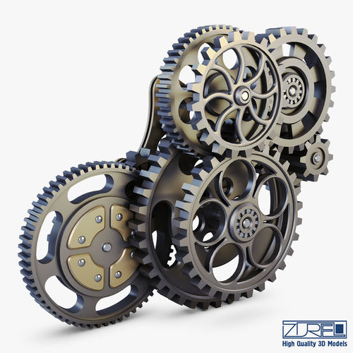 Gear Mechanism Low Poly v 3 Low-poly 3D model