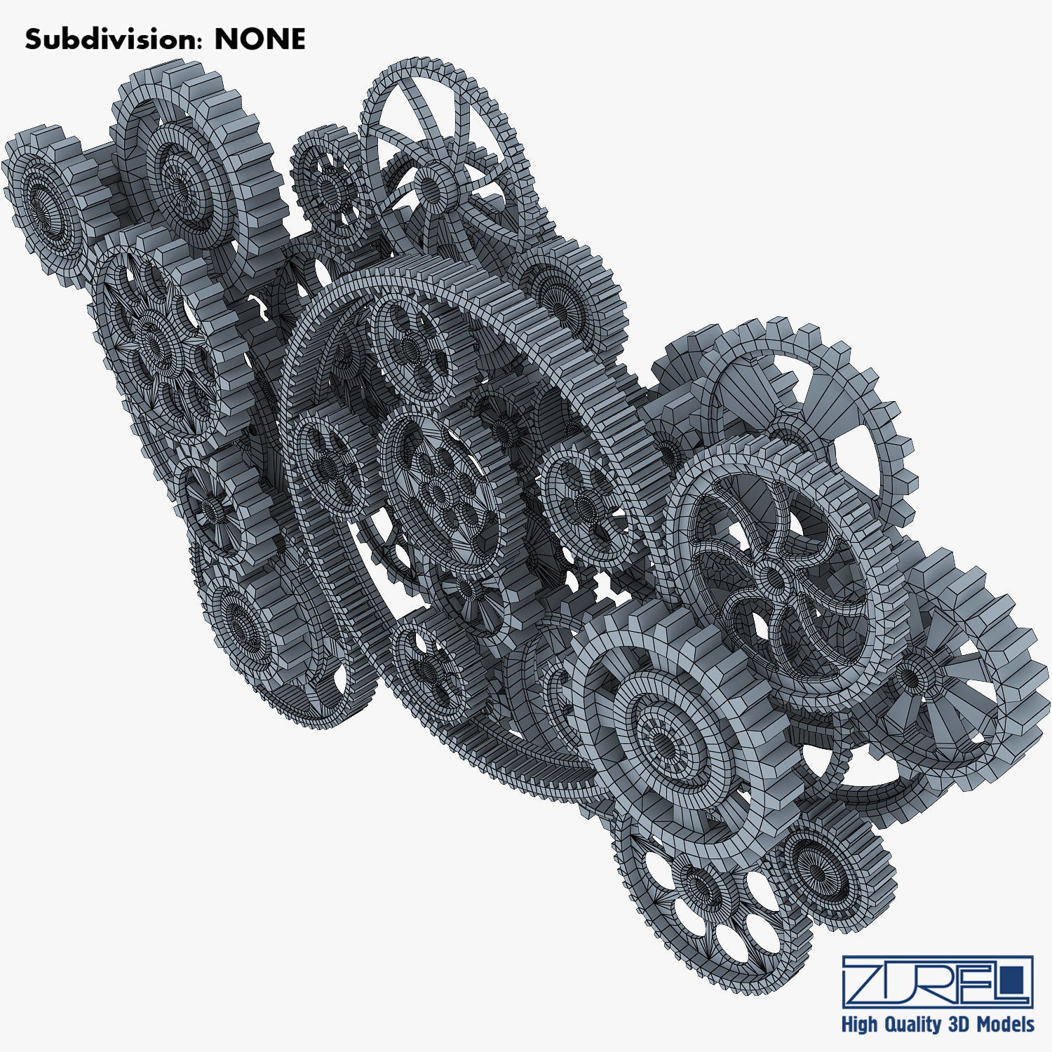 Gear Mechanism Low Poly v 2 Low-poly 3D model_30