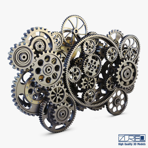 Gear Mechanism Low Poly v 2 Low-poly 3D model