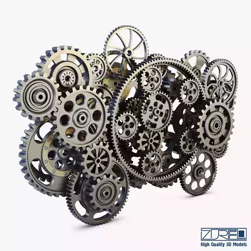Gear Mechanism Low Poly v 2 Low-poly 3D model