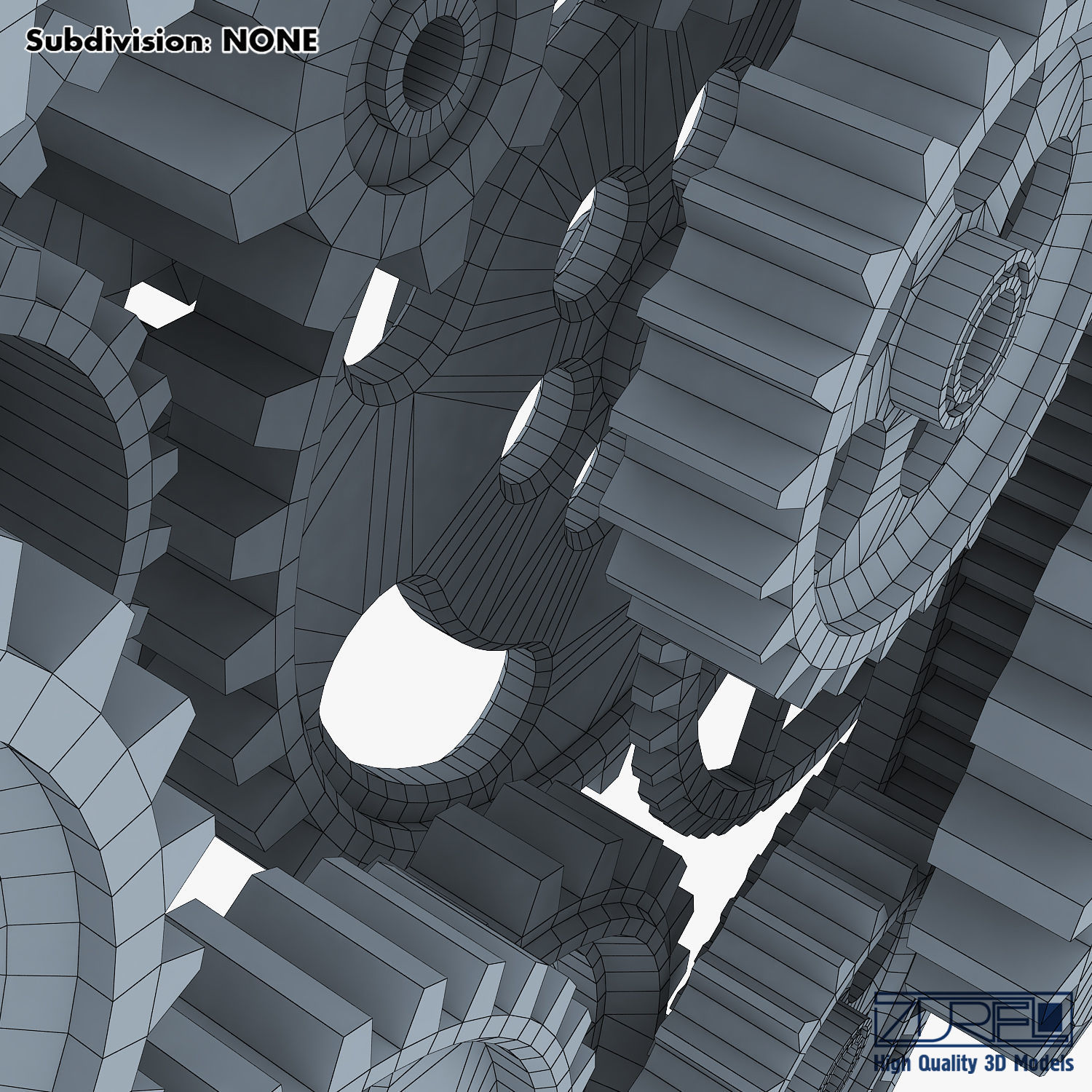 Gear Mechanism Low Poly v 2 Low-poly 3D model_59