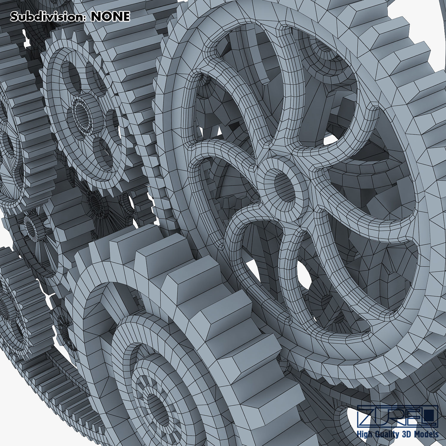 Gear Mechanism Low Poly v 2 Low-poly 3D model_54