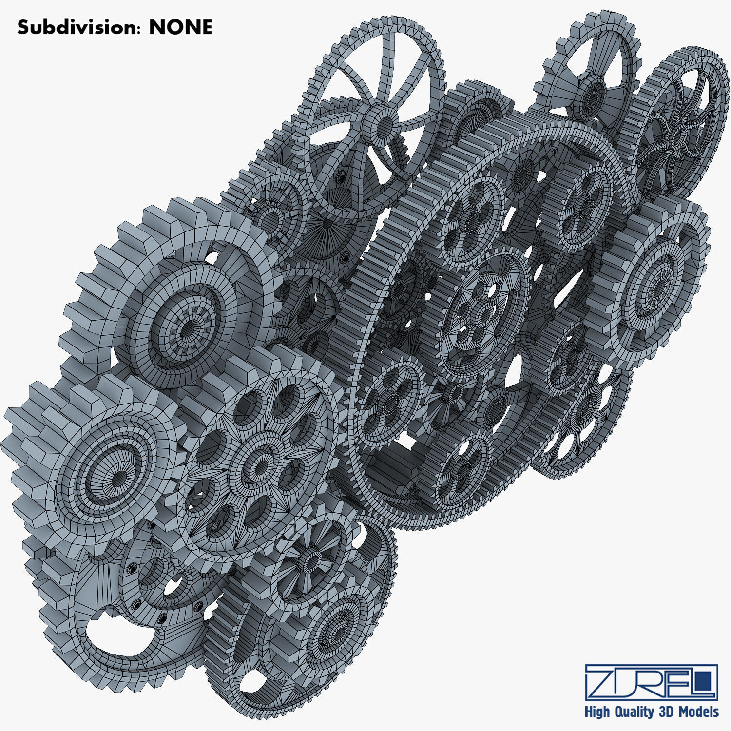Gear Mechanism Low Poly v 2 Low-poly 3D model_28