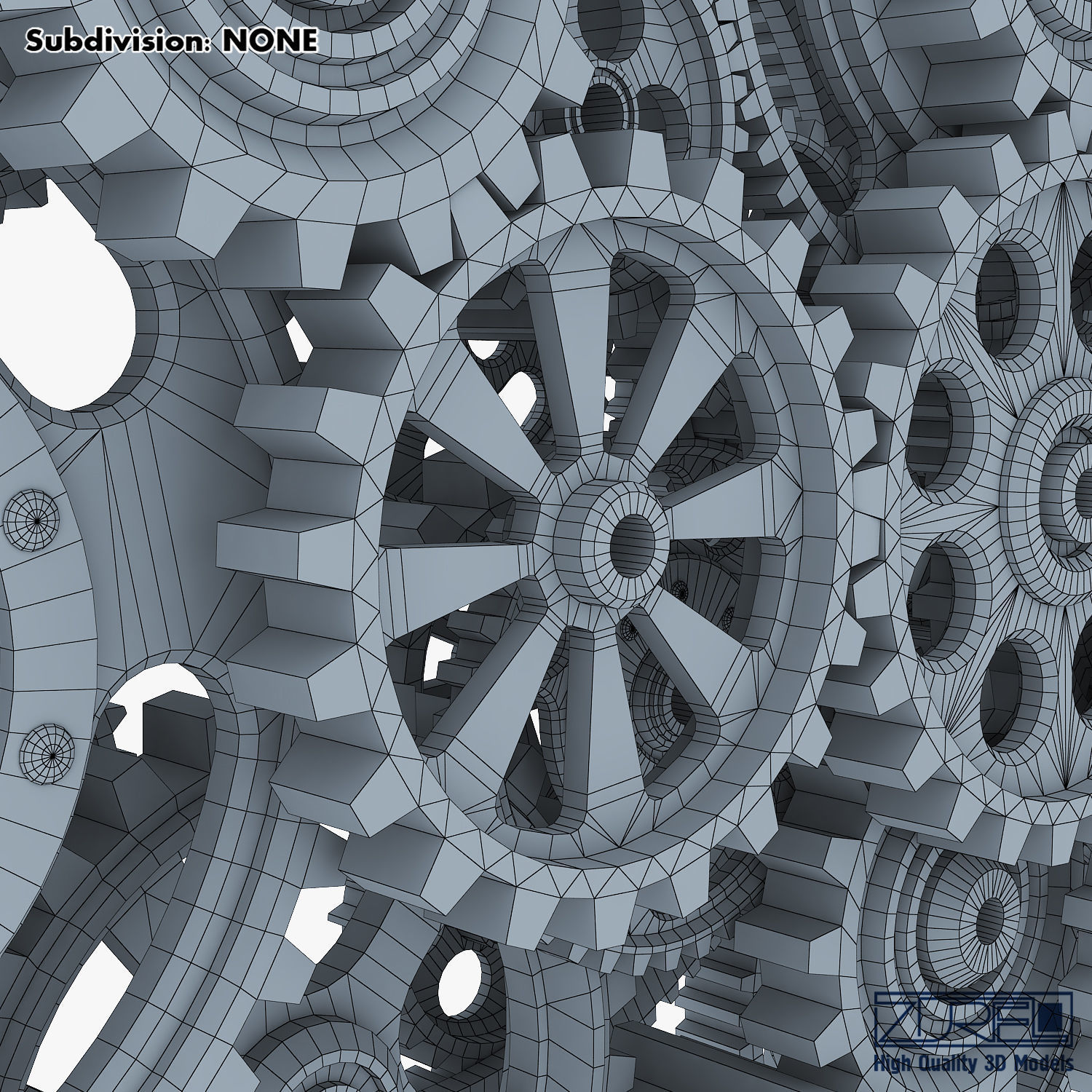 Gear Mechanism Low Poly v 2 Low-poly 3D model_41