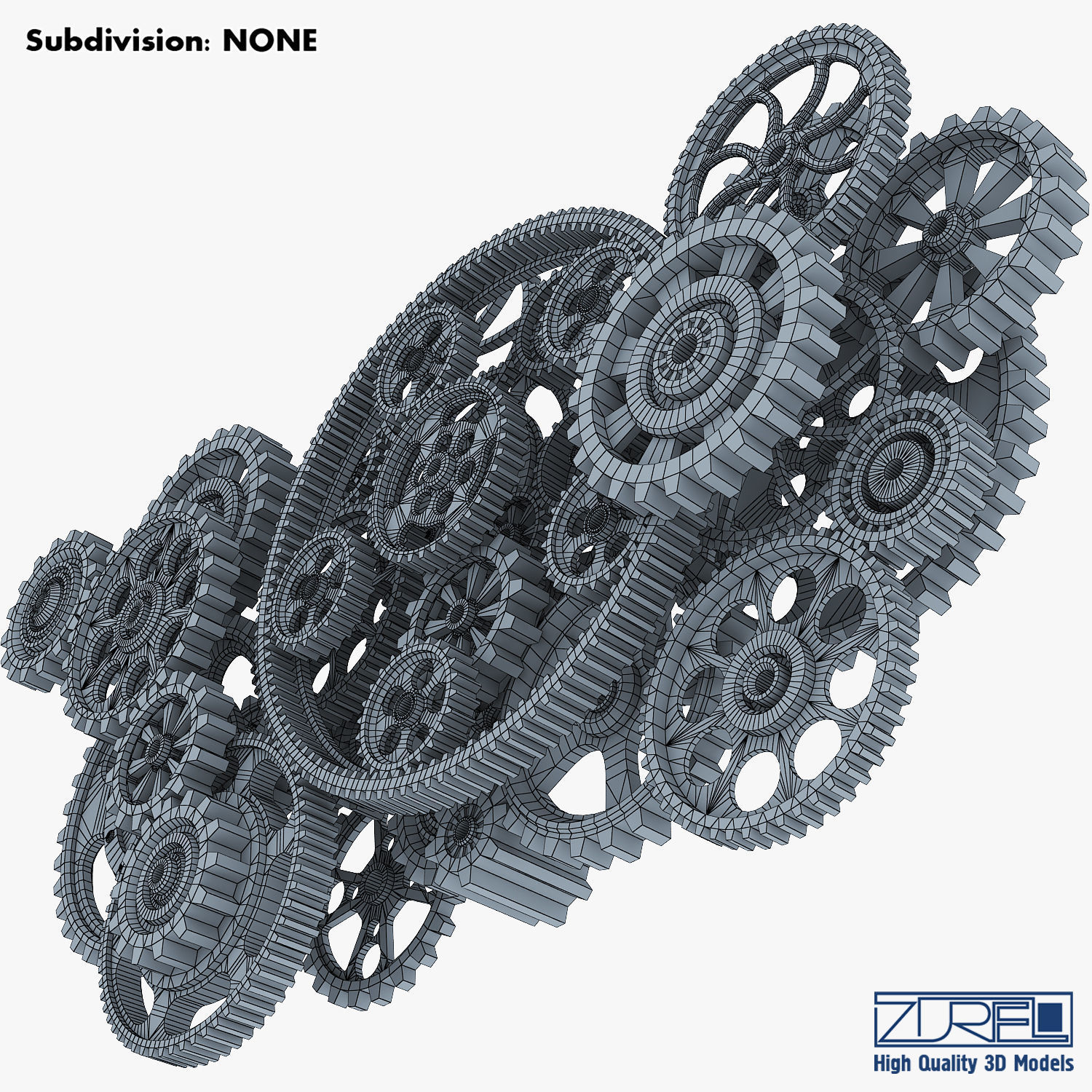 Gear Mechanism Low Poly v 2 Low-poly 3D model_34