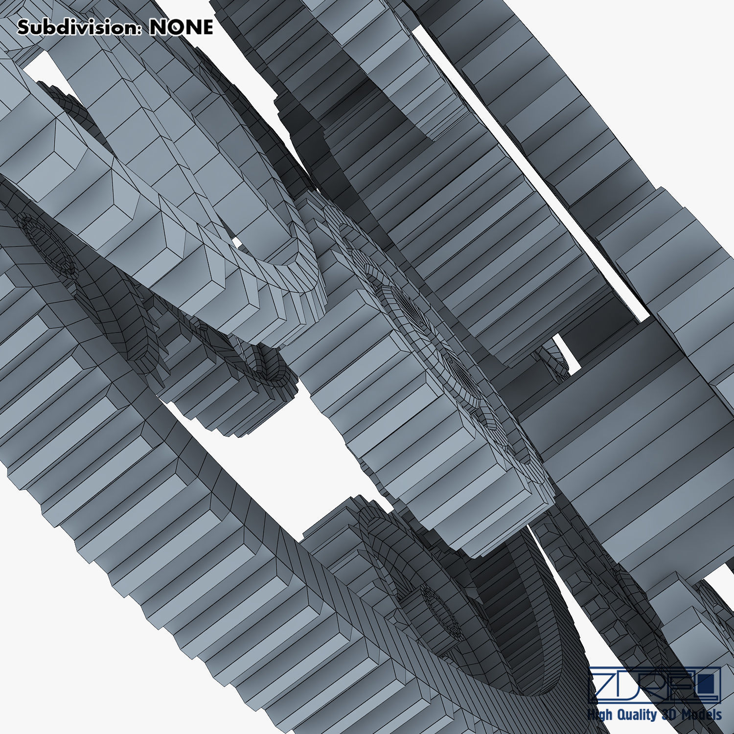 Gear Mechanism Low Poly v 2 Low-poly 3D model_60