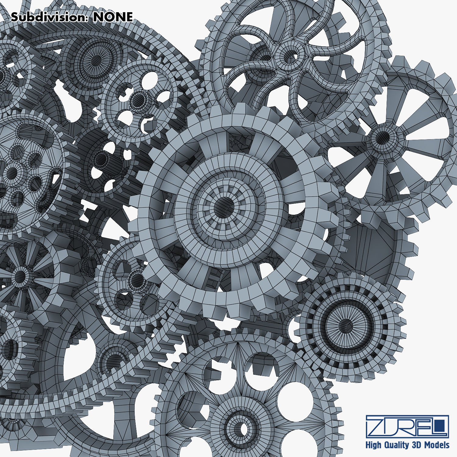 Gear Mechanism Low Poly v 2 Low-poly 3D model_50