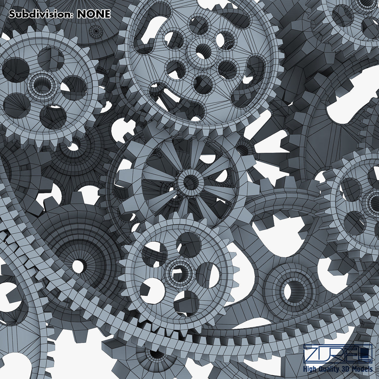 Gear Mechanism Low Poly v 2 Low-poly 3D model_49