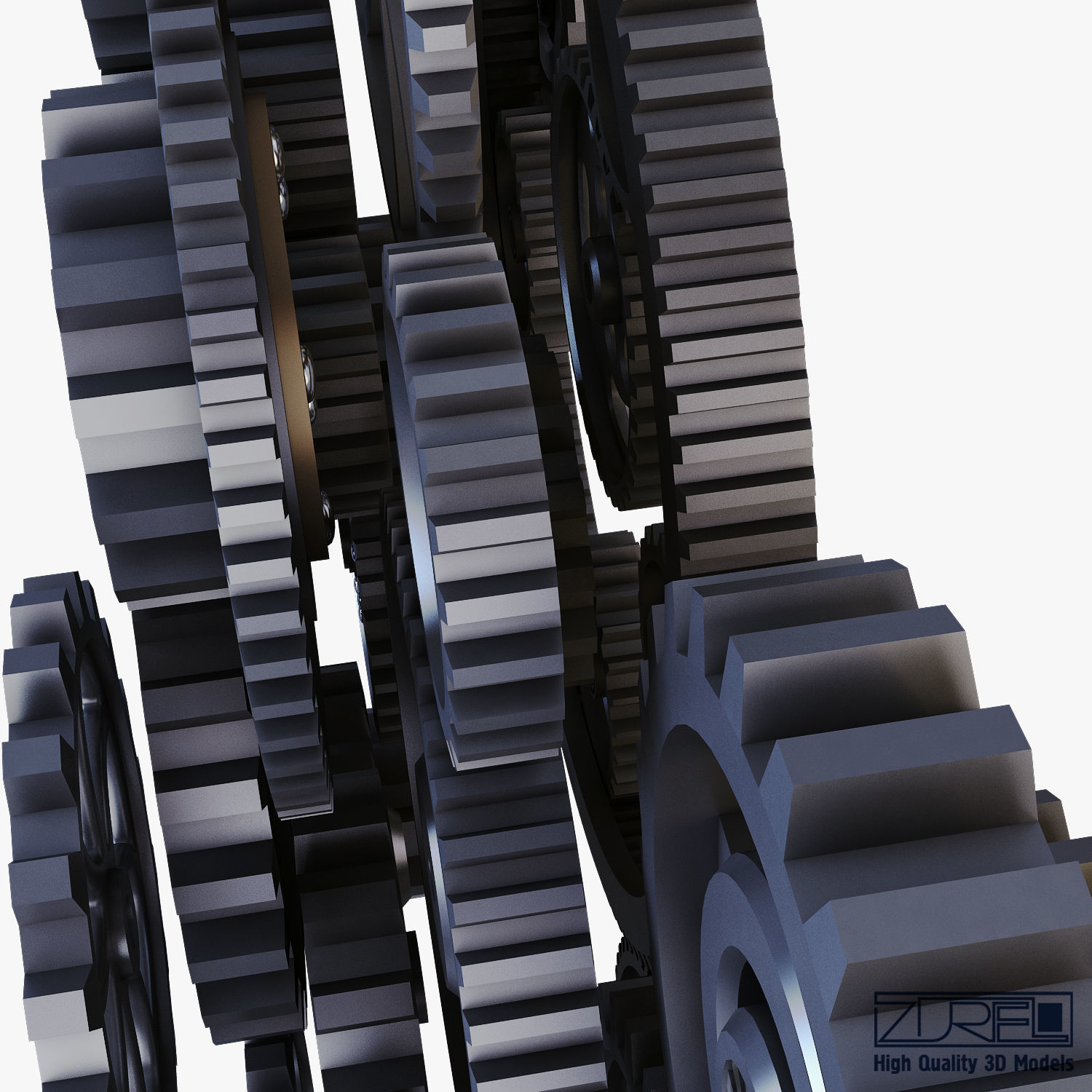 Gear Mechanism Low Poly v 2 Low-poly 3D model_26