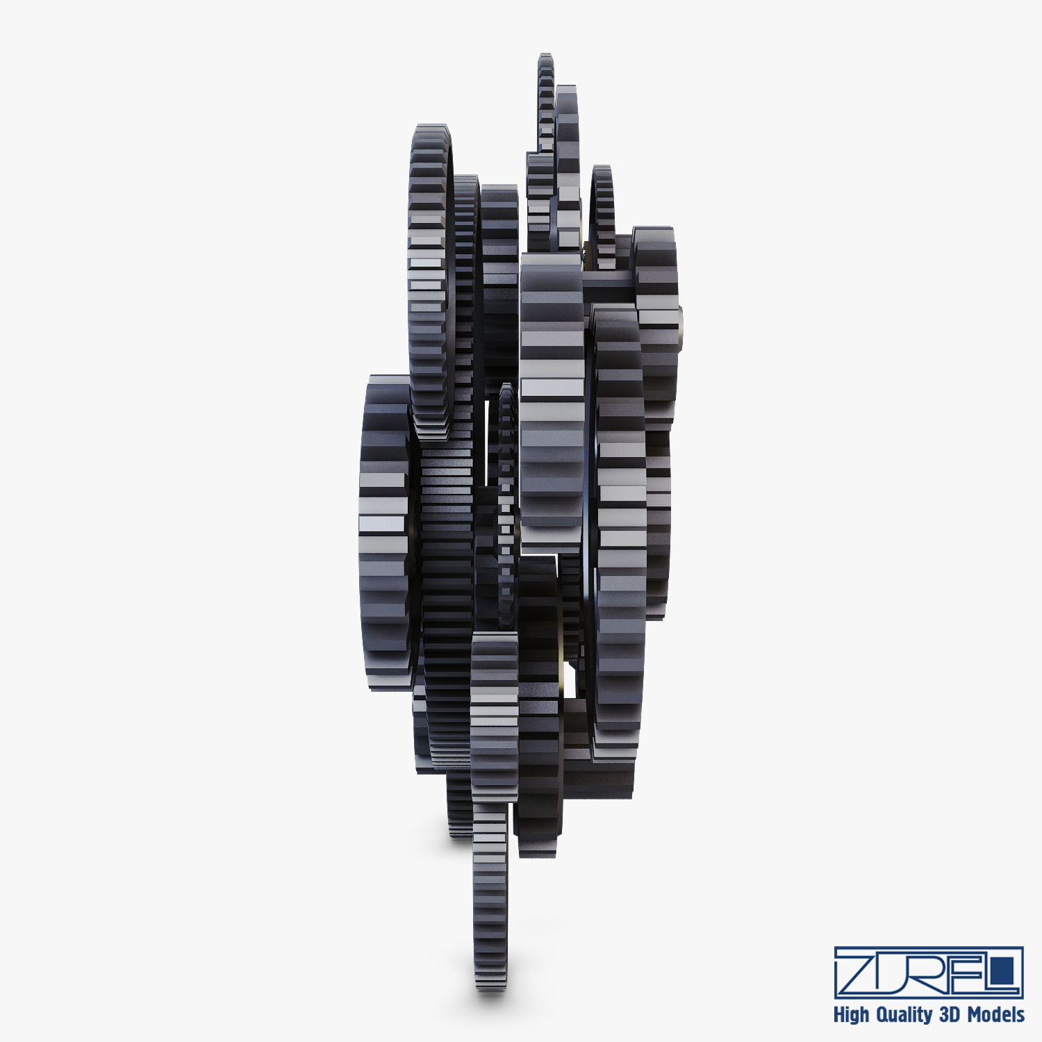 Gear Mechanism Low Poly v 2 Low-poly 3D model_10