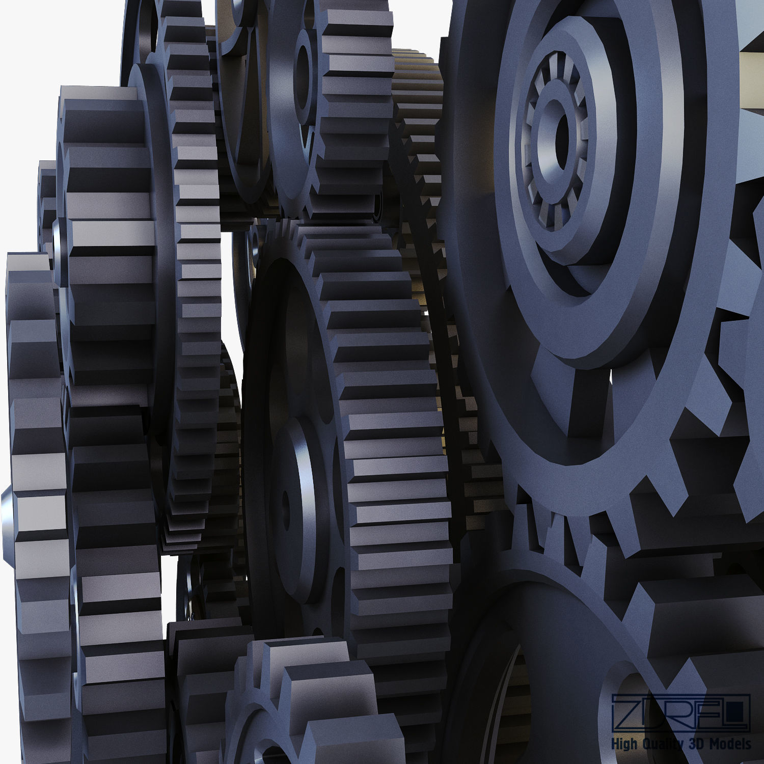 Gear Mechanism Low Poly v 2 Low-poly 3D model_21