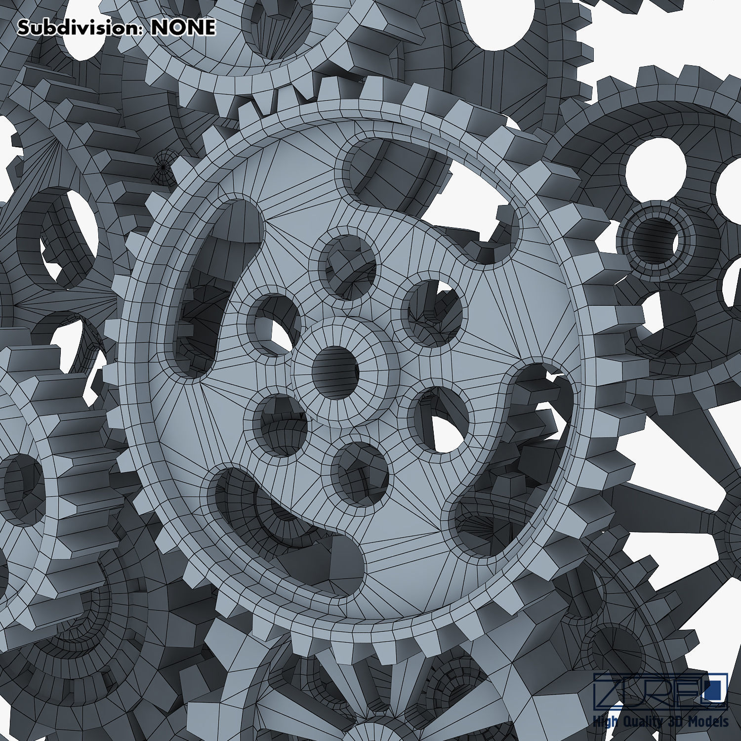 Gear Mechanism Low Poly v 2 Low-poly 3D model_53