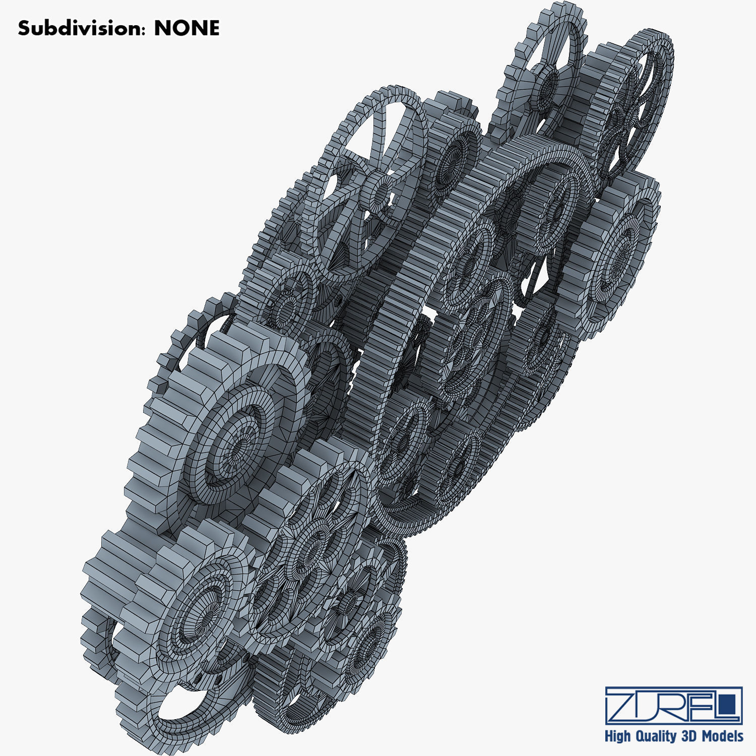Gear Mechanism Low Poly v 2 Low-poly 3D model_38