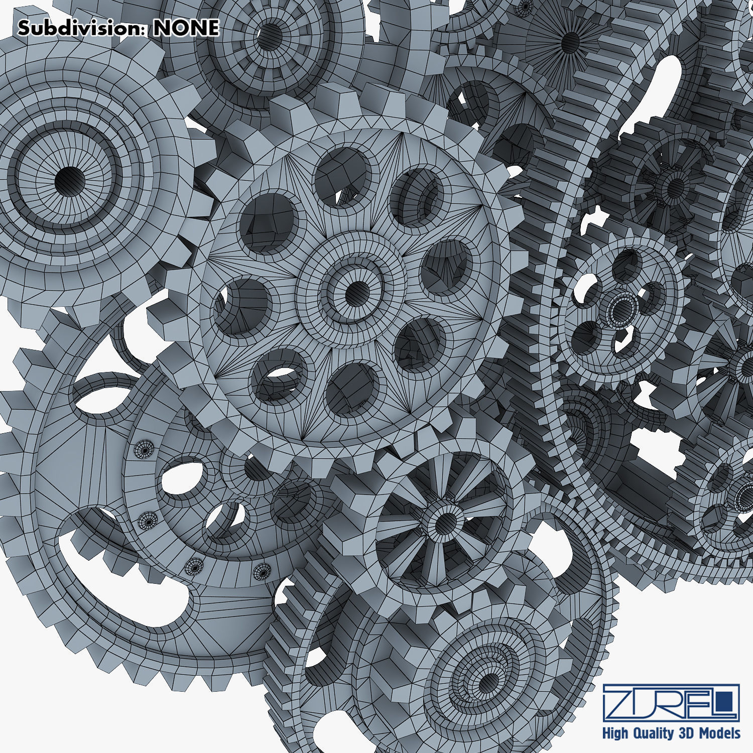 Gear Mechanism Low Poly v 2 Low-poly 3D model_48