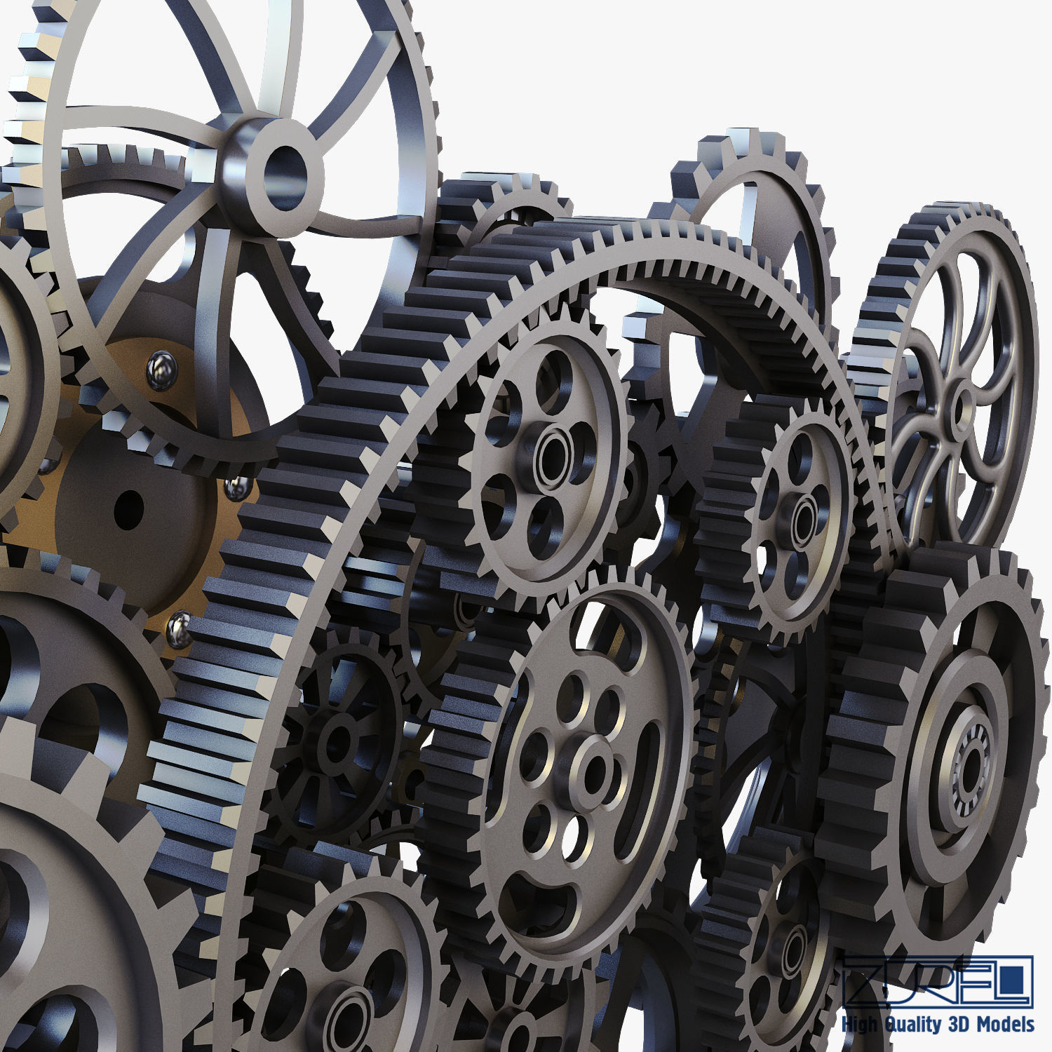 Gear Mechanism Low Poly v 2 Low-poly 3D model_22