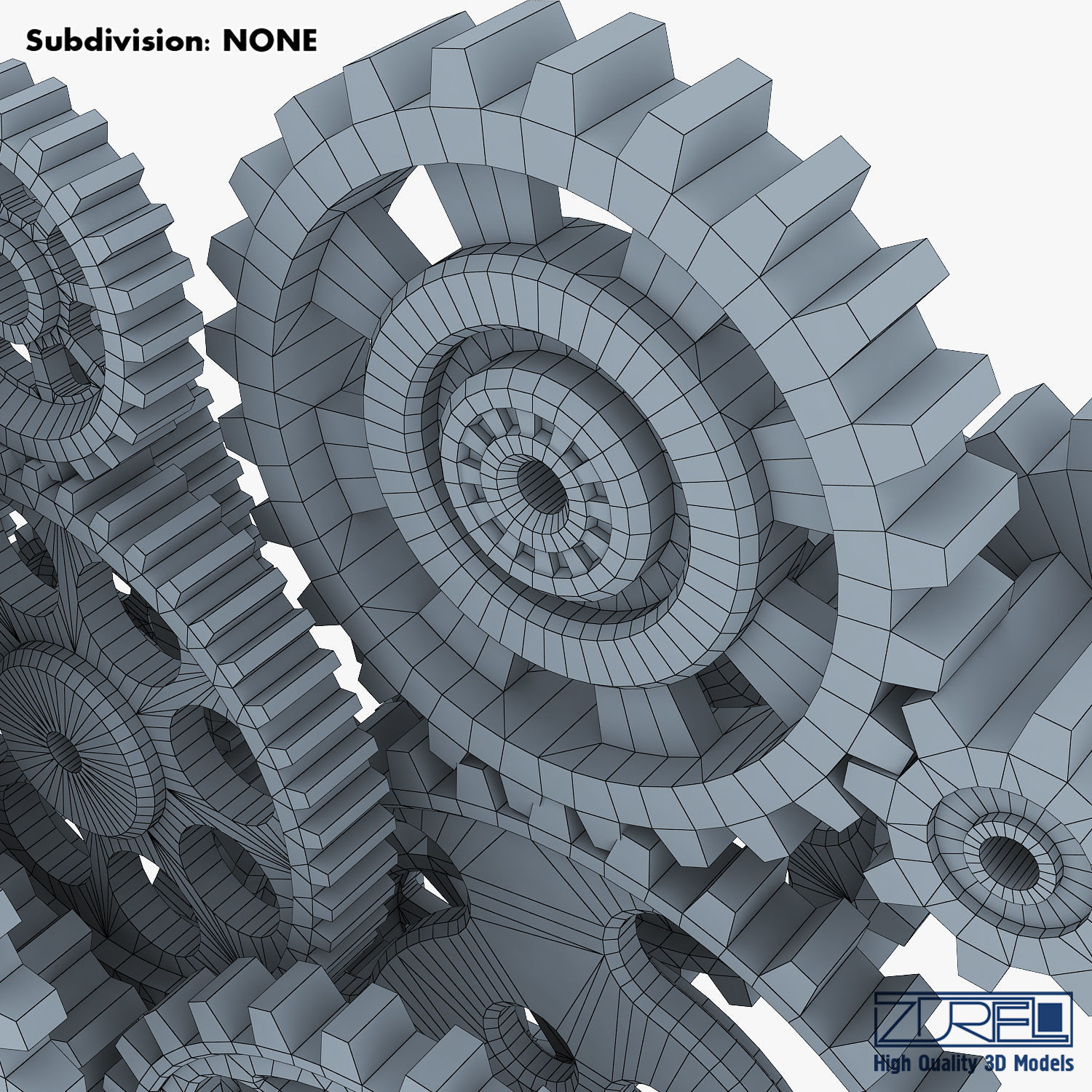 Gear Mechanism Low Poly v 2 Low-poly 3D model_39