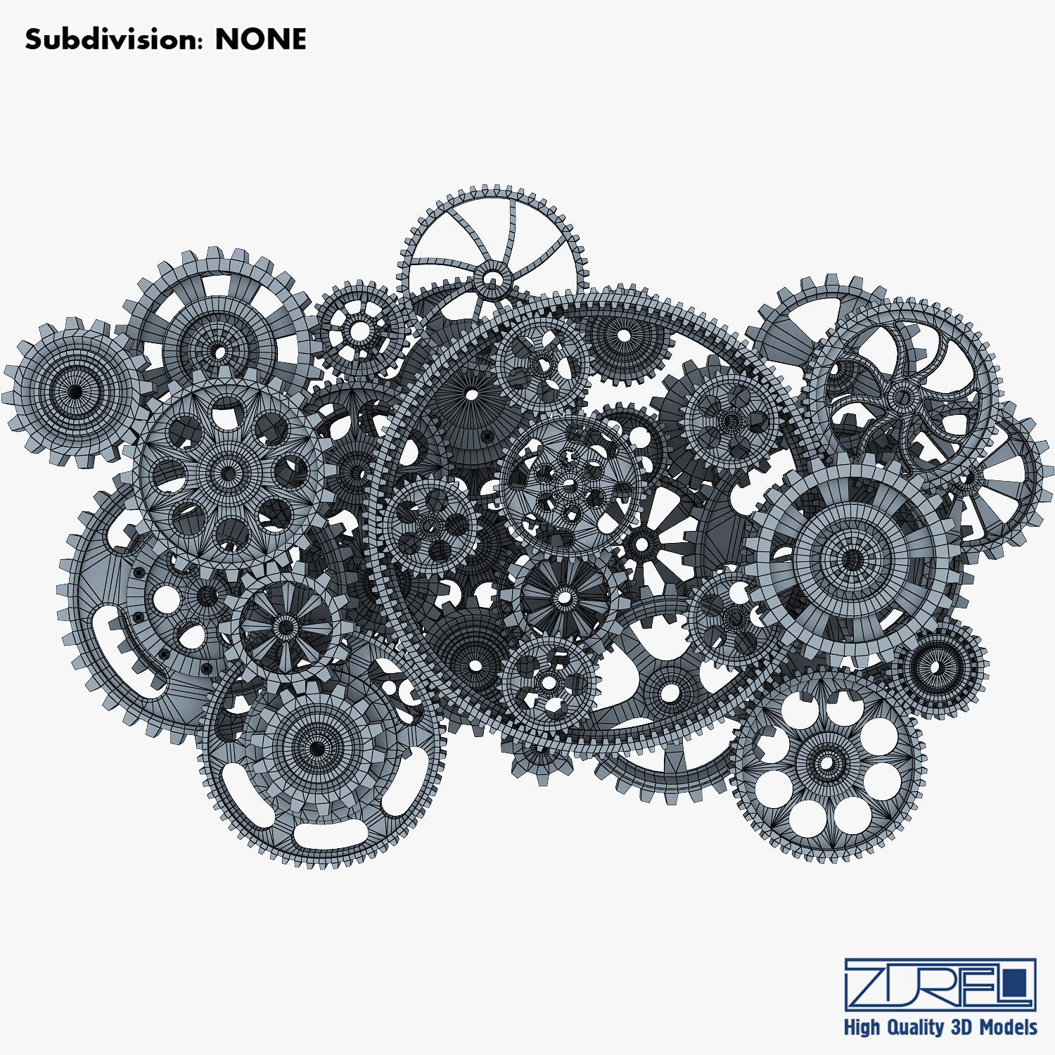 Gear Mechanism Low Poly v 2 Low-poly 3D model_36