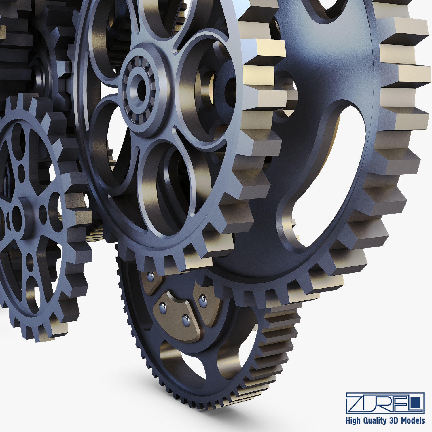 Gear Mechanism Low Poly v 2 Low-poly 3D model_19