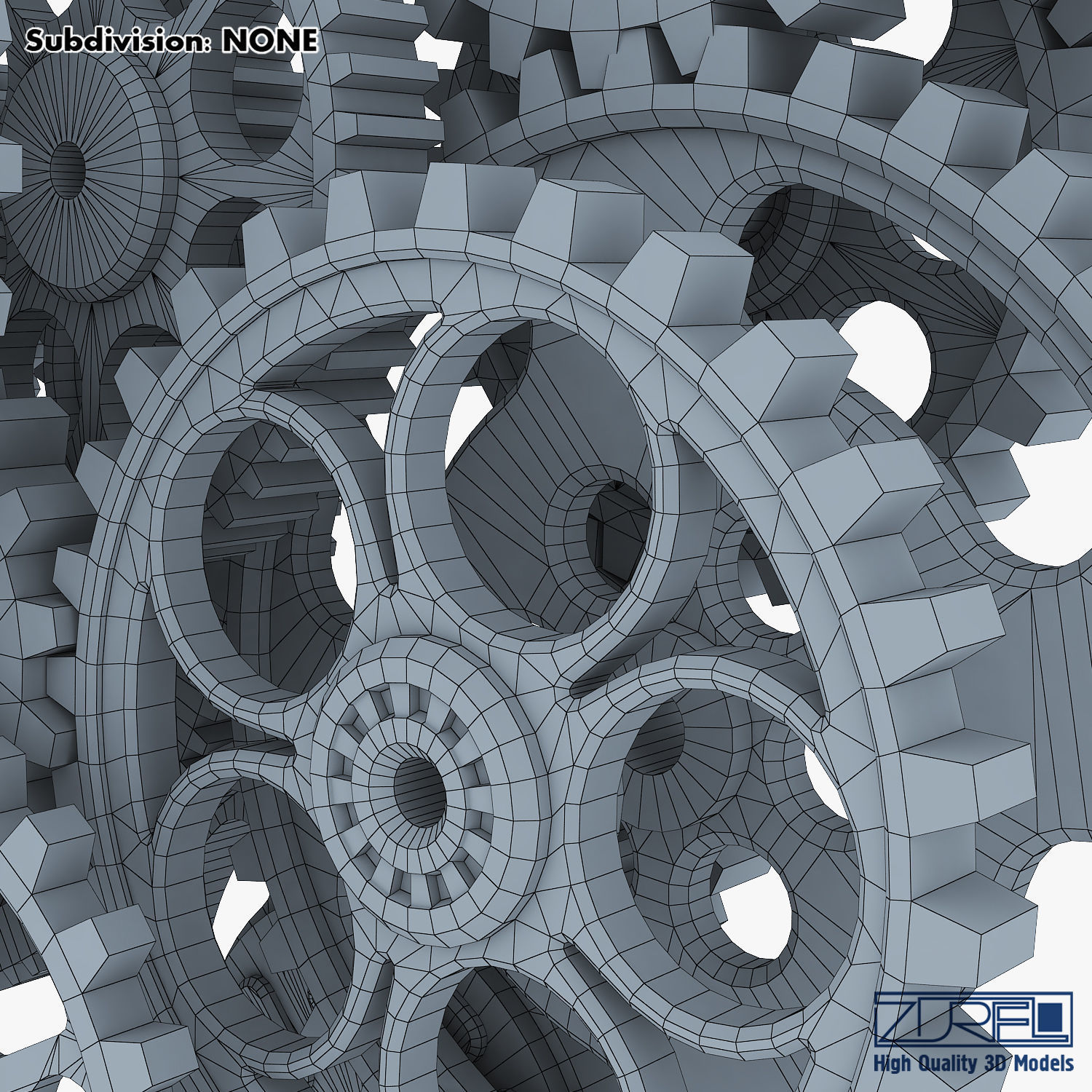Gear Mechanism Low Poly v 2 Low-poly 3D model_43