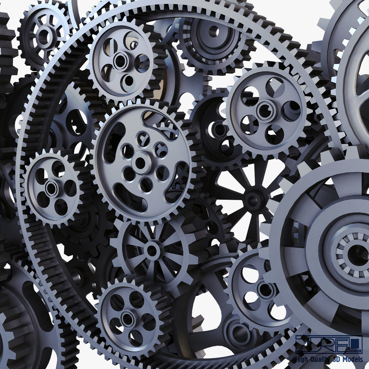 Gear Mechanism Low Poly v 2 Low-poly 3D model_25