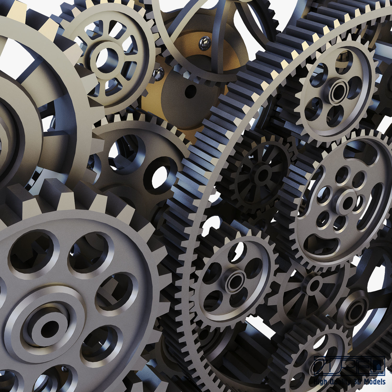 Gear Mechanism Low Poly v 2 Low-poly 3D model_23