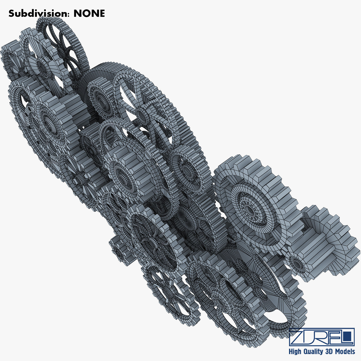 Gear Mechanism Low Poly v 2 Low-poly 3D model_37