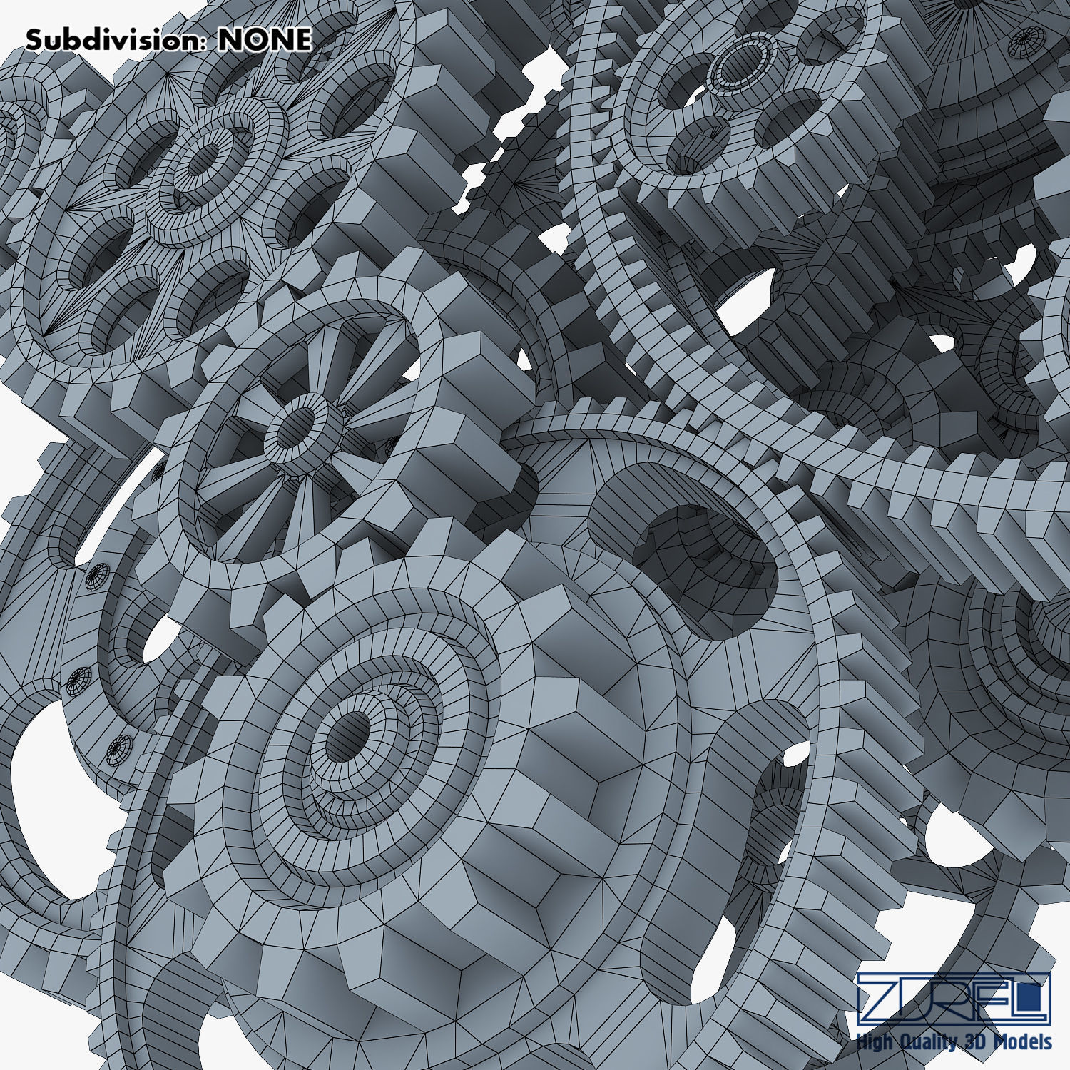 Gear Mechanism Low Poly v 2 Low-poly 3D model_55