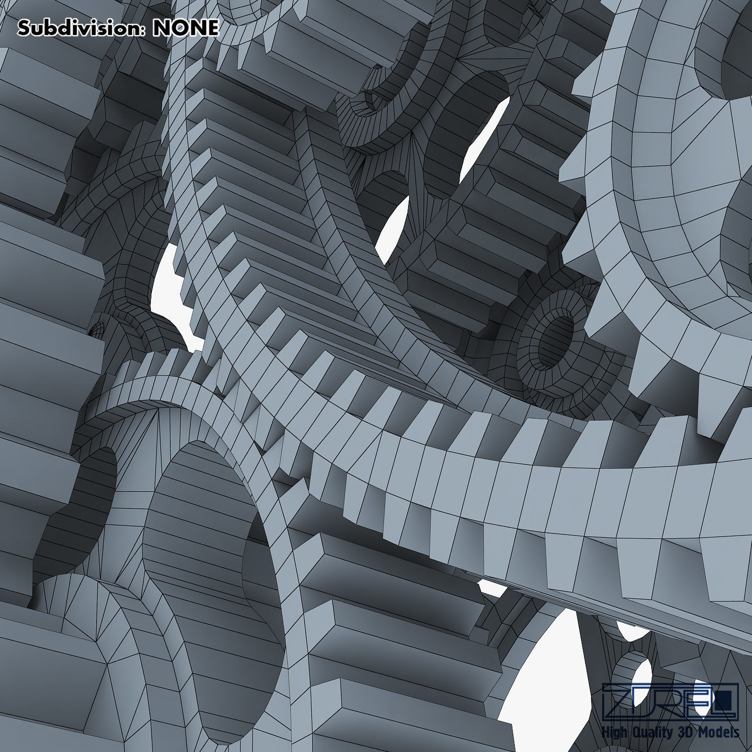 Gear Mechanism Low Poly v 2 Low-poly 3D model_57