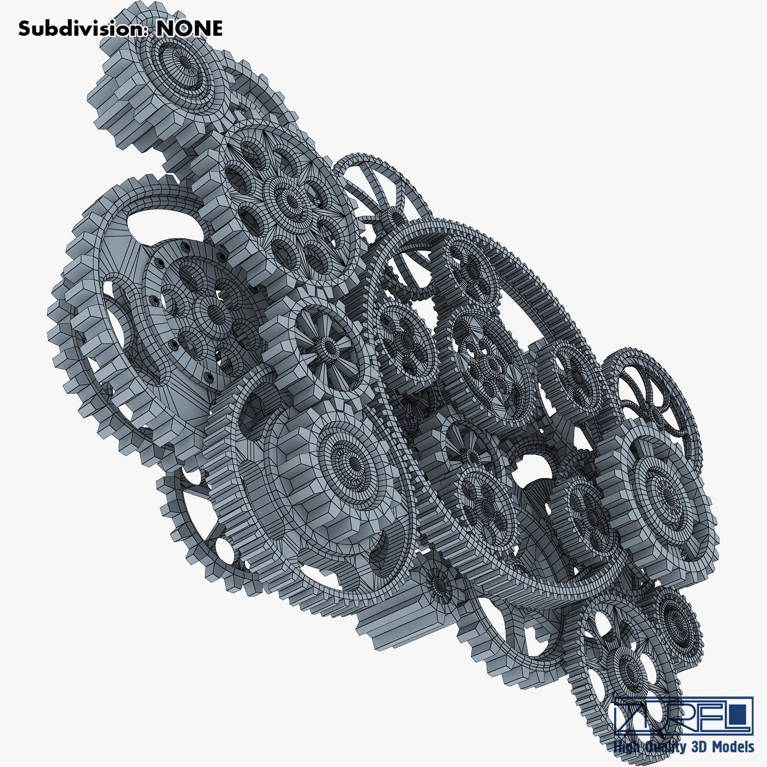 Gear Mechanism Low Poly v 2 Low-poly 3D model_32