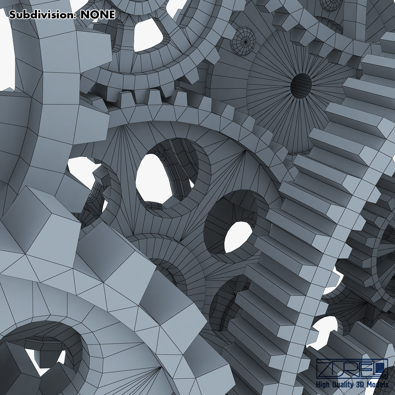 Gear Mechanism Low Poly v 2 Low-poly 3D model_56