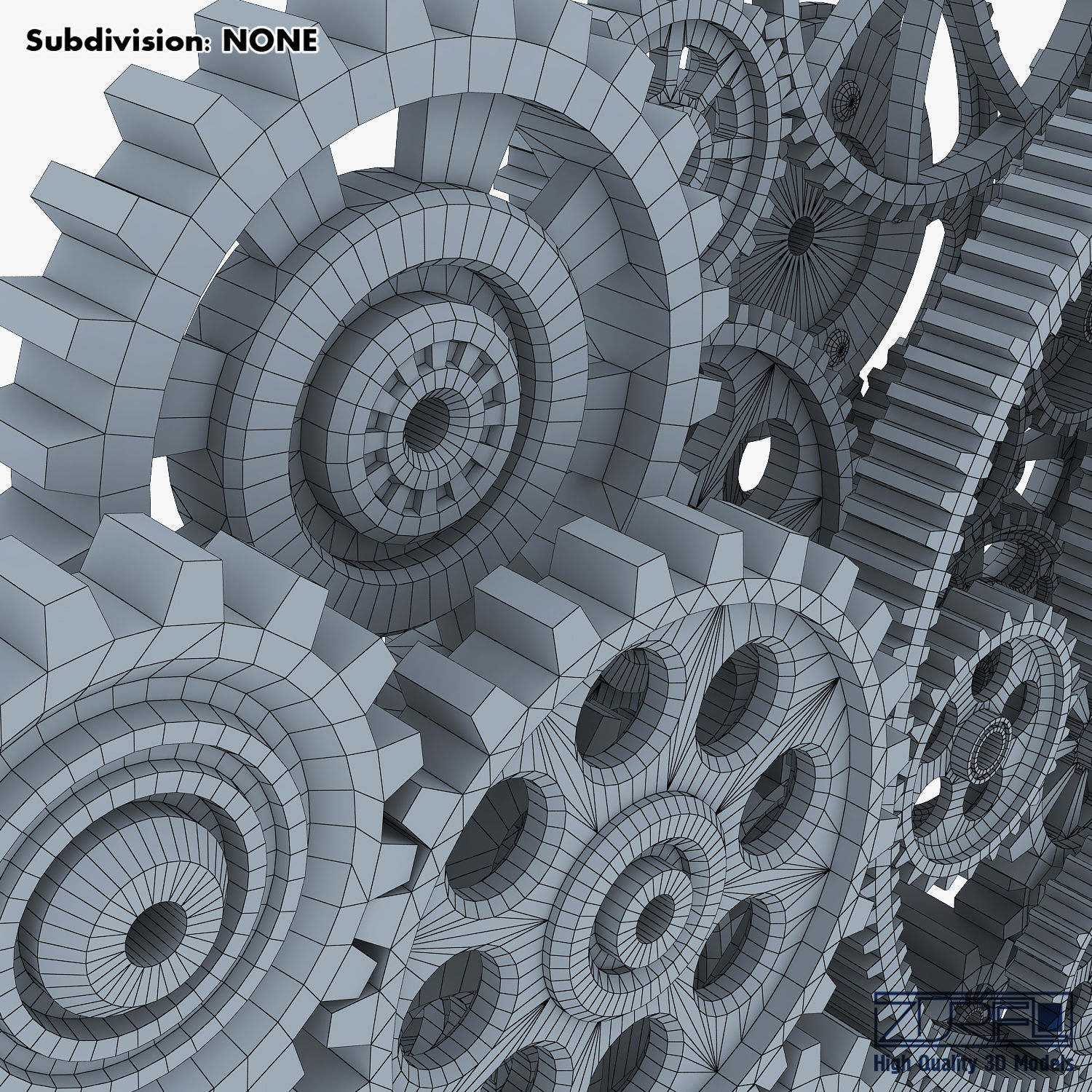 Gear Mechanism Low Poly v 2 Low-poly 3D model_52